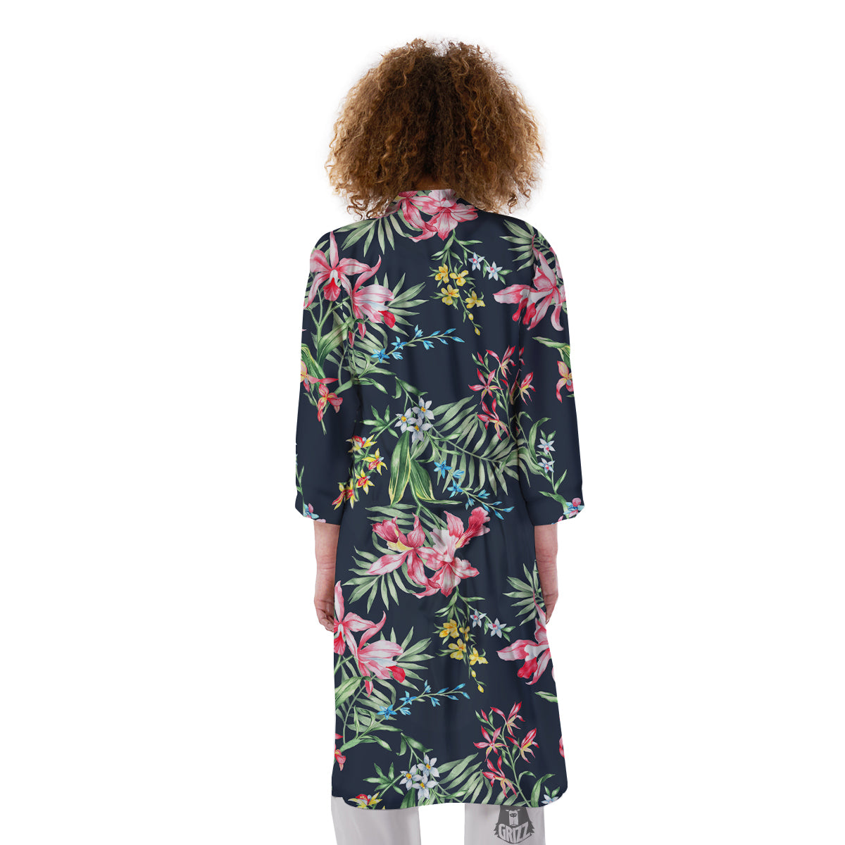 Flower Orchid Watercolor Print Pattern Kimono-grizzshop