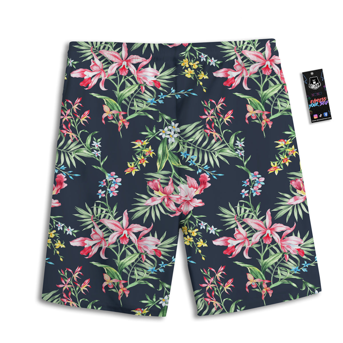 Flower Orchid Watercolor Print Pattern Men's Athletic Shorts