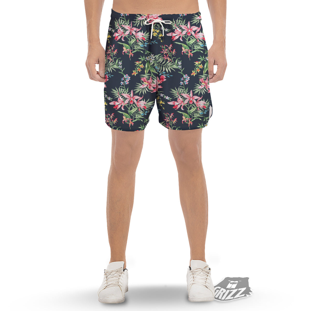 Flower Orchid Watercolor Print Pattern Men's Gym Shorts-grizzshop