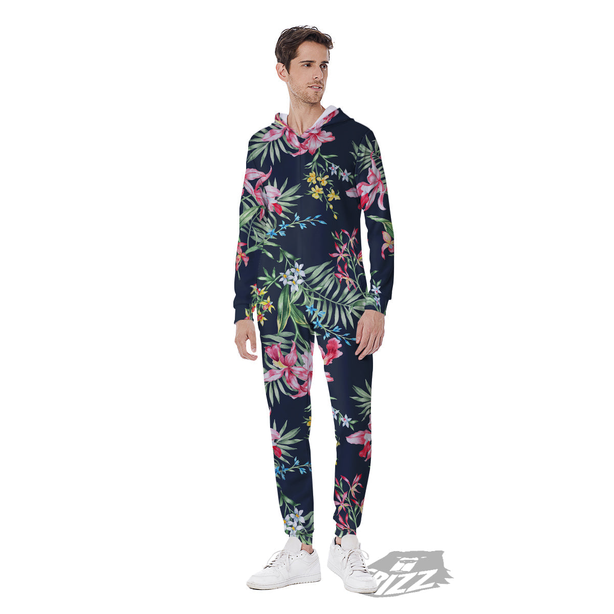 Flower Orchid Watercolor Print Pattern Men's Jumpsuit-grizzshop