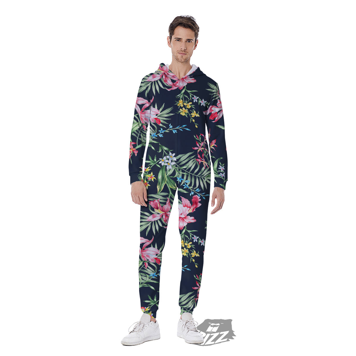 Flower Orchid Watercolor Print Pattern Men's Jumpsuit-grizzshop