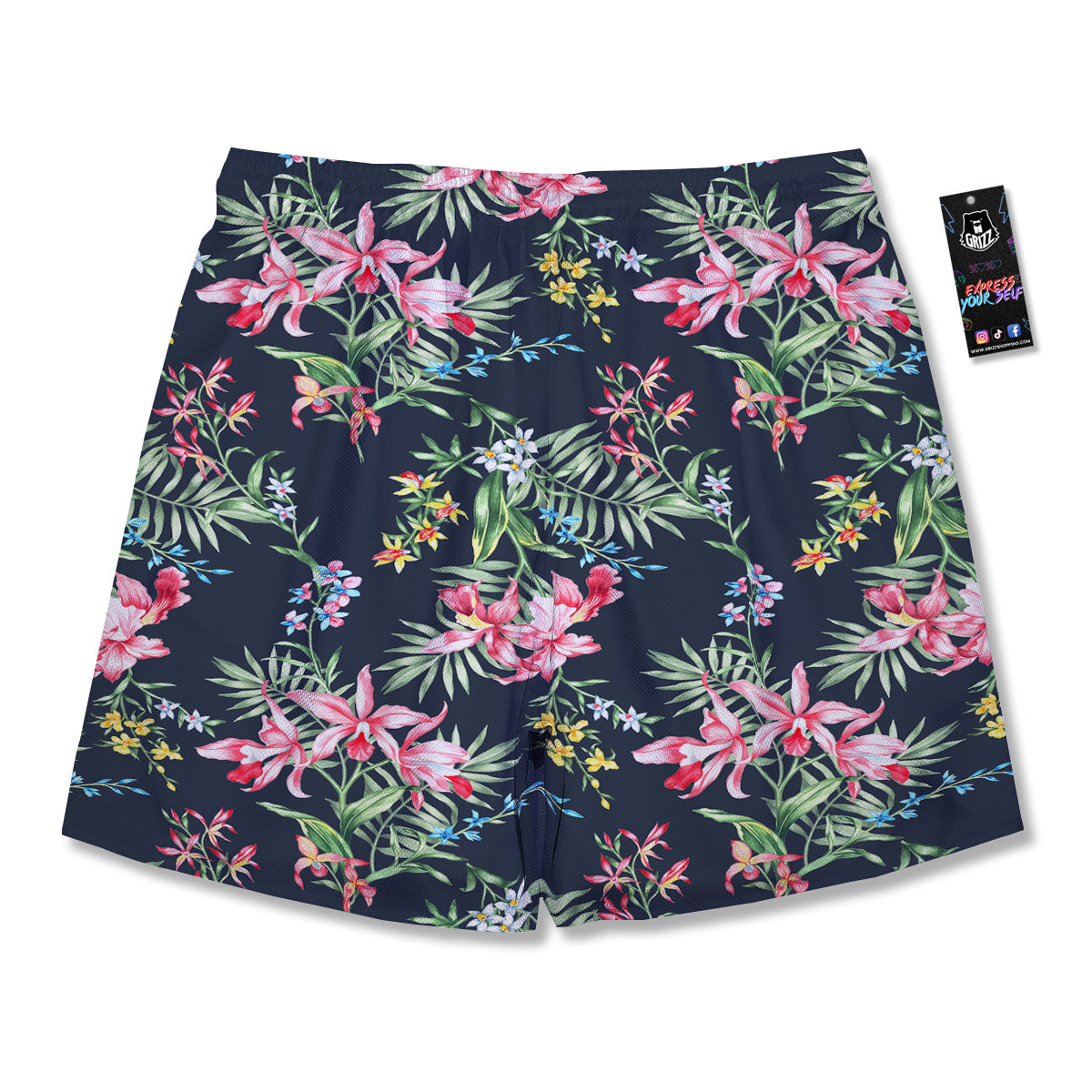 Flower Orchid Watercolor Print Pattern Men's Running Shorts-grizzshop
