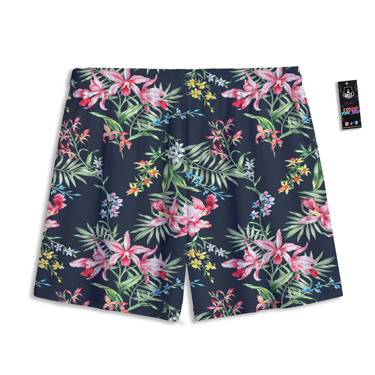 Flower Orchid Watercolor Print Pattern Mesh Shorts