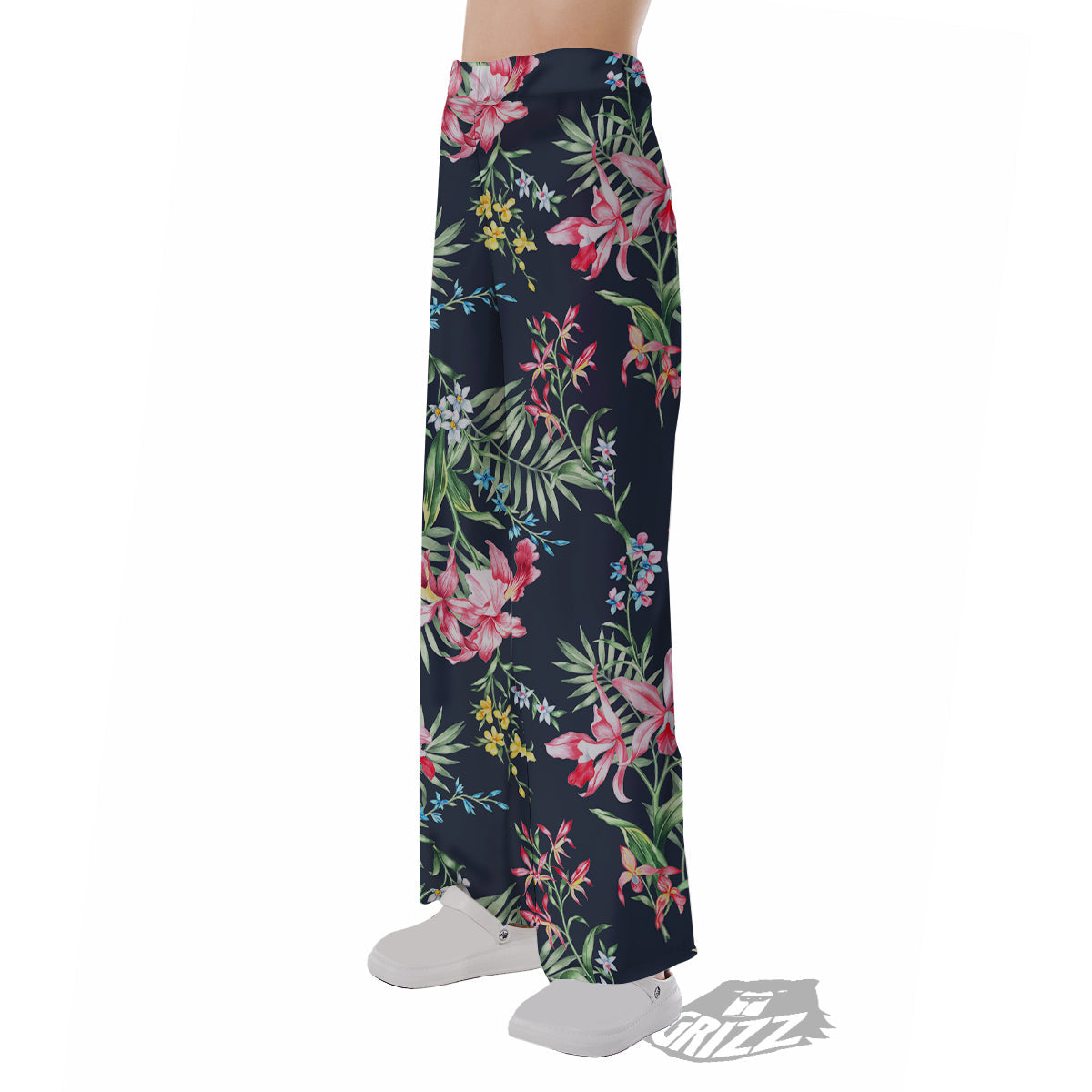 Flower Orchid Watercolor Print Pattern Pajama Pants-grizzshop