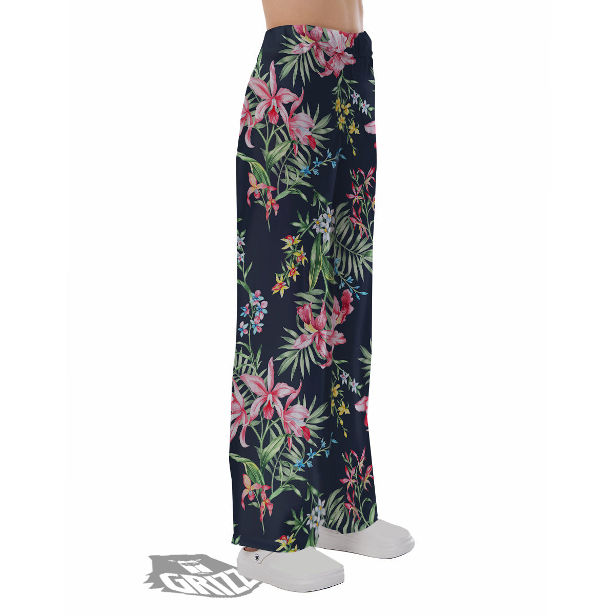 Flower Orchid Watercolor Print Pattern Pajama Pants-grizzshop