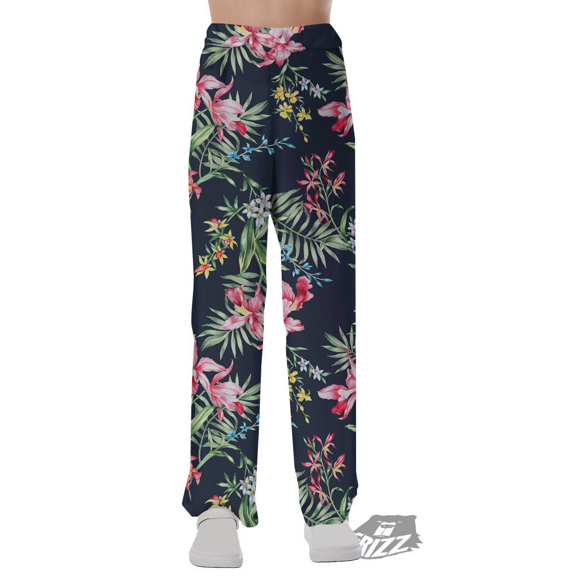 Flower Orchid Watercolor Print Pattern Pajama Pants-grizzshop