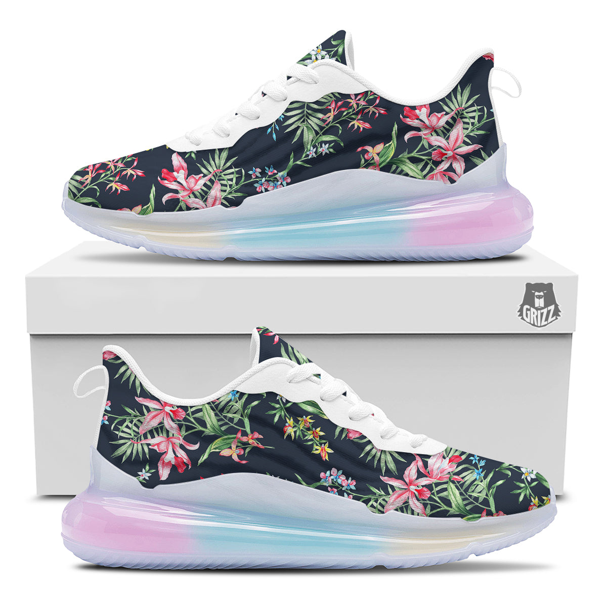 Flower Orchid Watercolor Print Pattern Running Sneakers-grizzshop