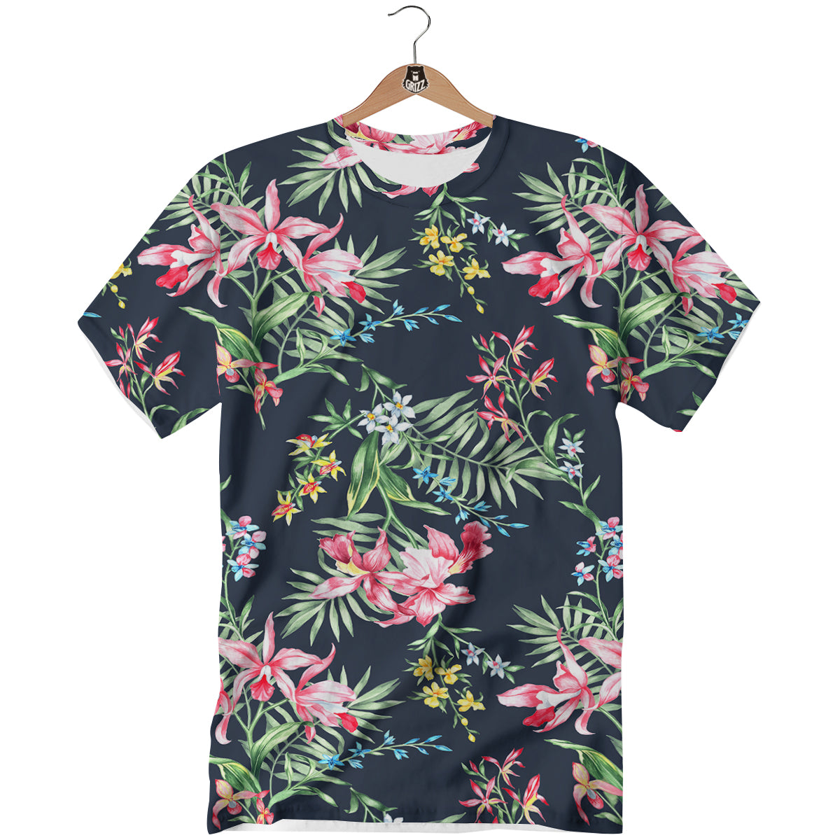 Flower Orchid Watercolor Print Pattern T-Shirt-grizzshop