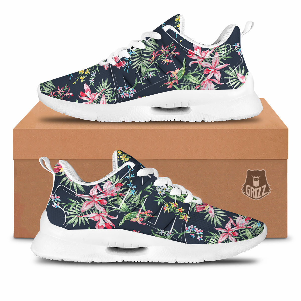 Flower Orchid Watercolor Print Pattern Tennis Shoes-grizzshop