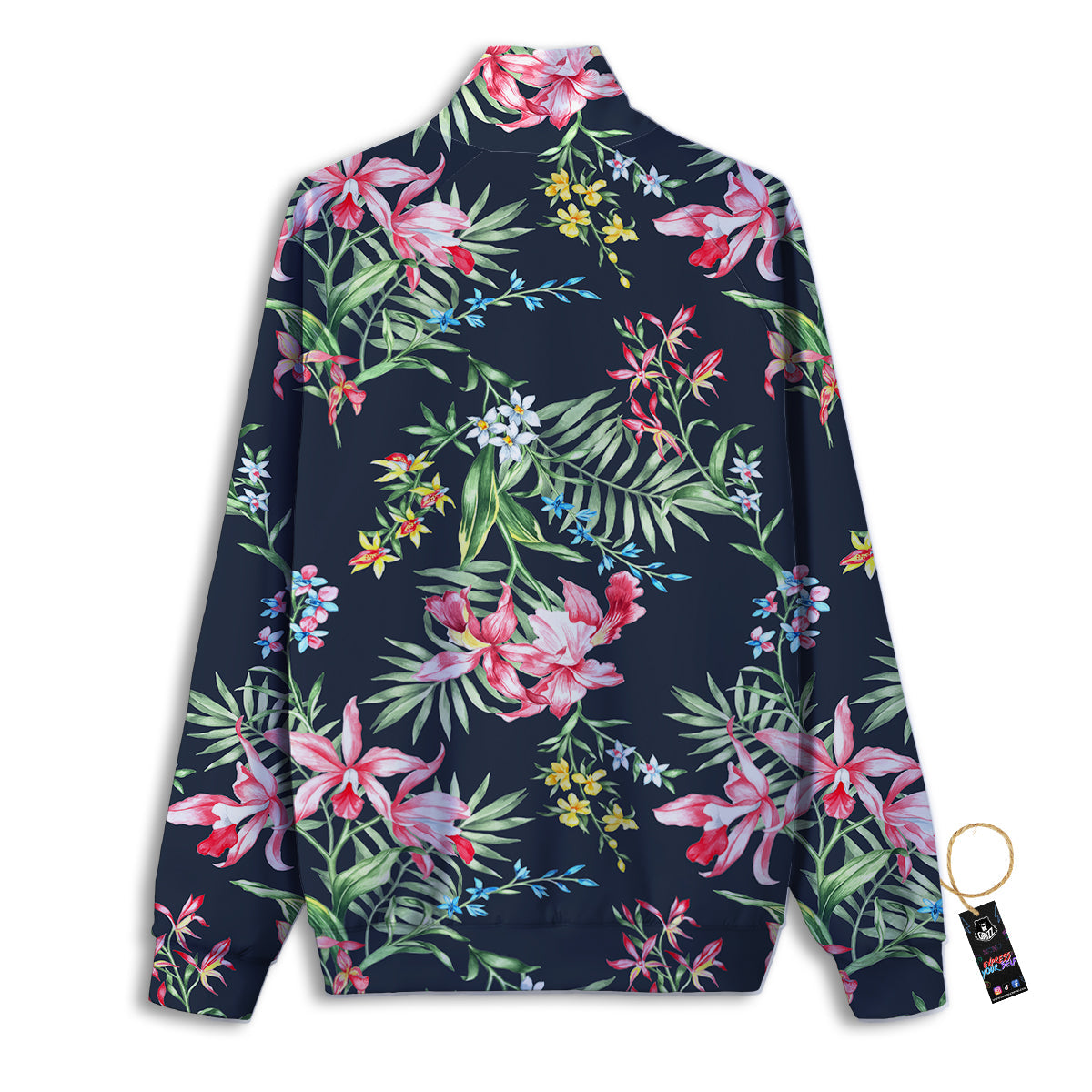Flower Orchid Watercolor Print Pattern Track Jacket-grizzshop