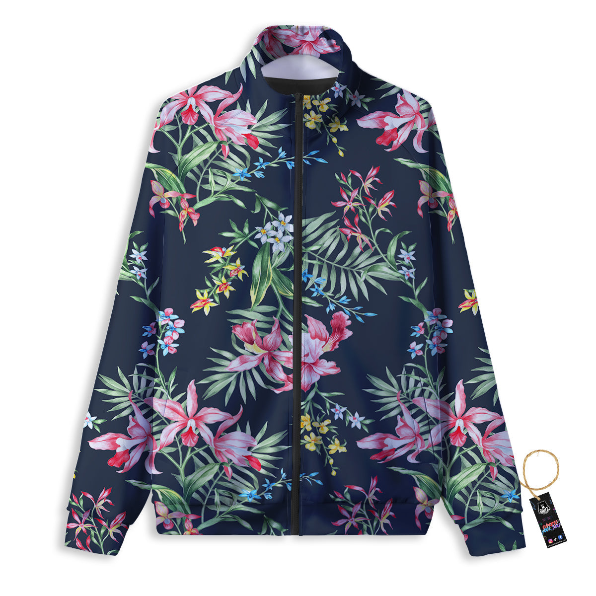 Flower Orchid Watercolor Print Pattern Track Jacket-grizzshop