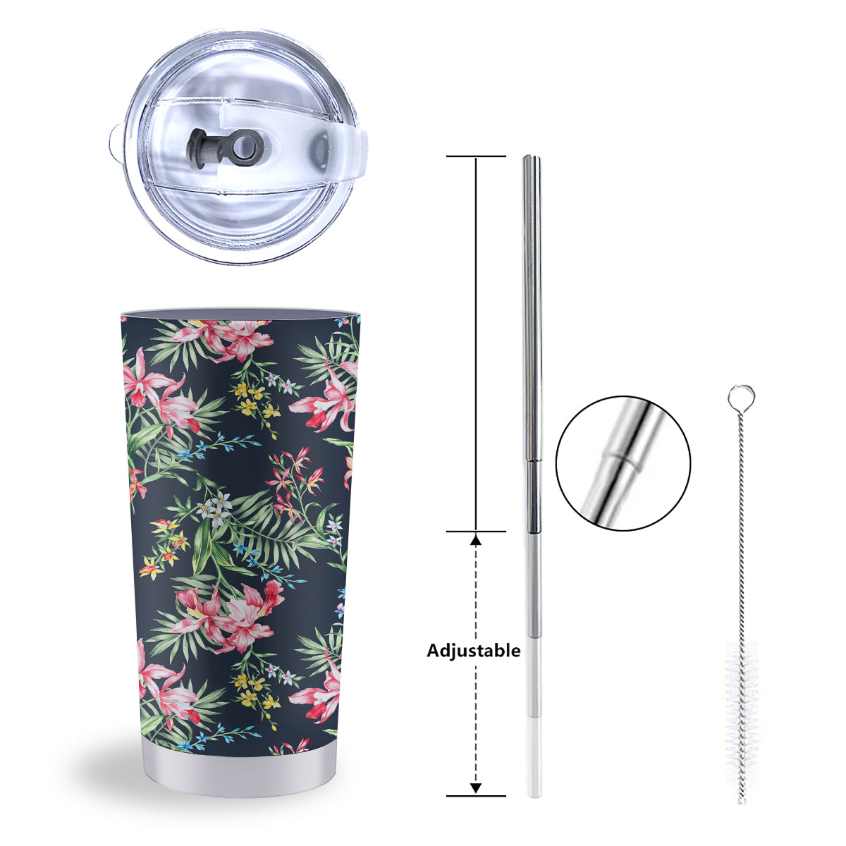 Flower Orchid Watercolor Print Pattern Tumbler-grizzshop
