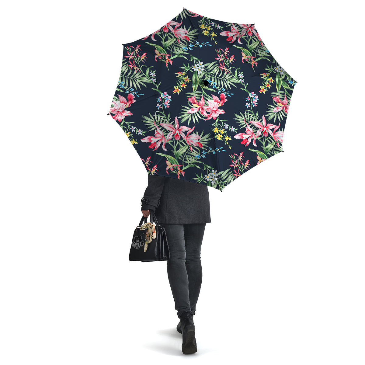 Flower Orchid Watercolor Print Pattern Umbrella-grizzshop