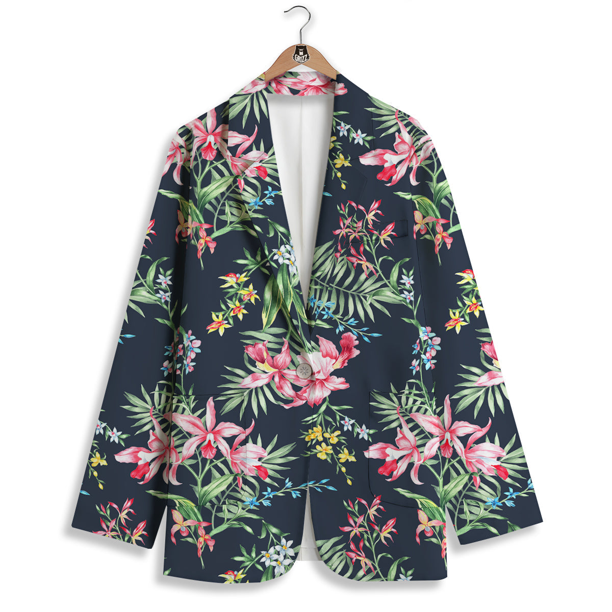 Flower Orchid Watercolor Print Pattern Women's Blazer-grizzshop