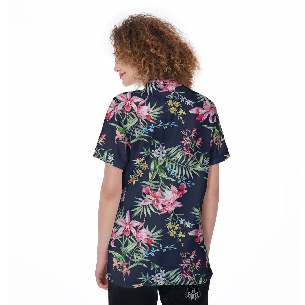 Flower Orchid Watercolor Print Pattern Women's Golf Shirts-grizzshop