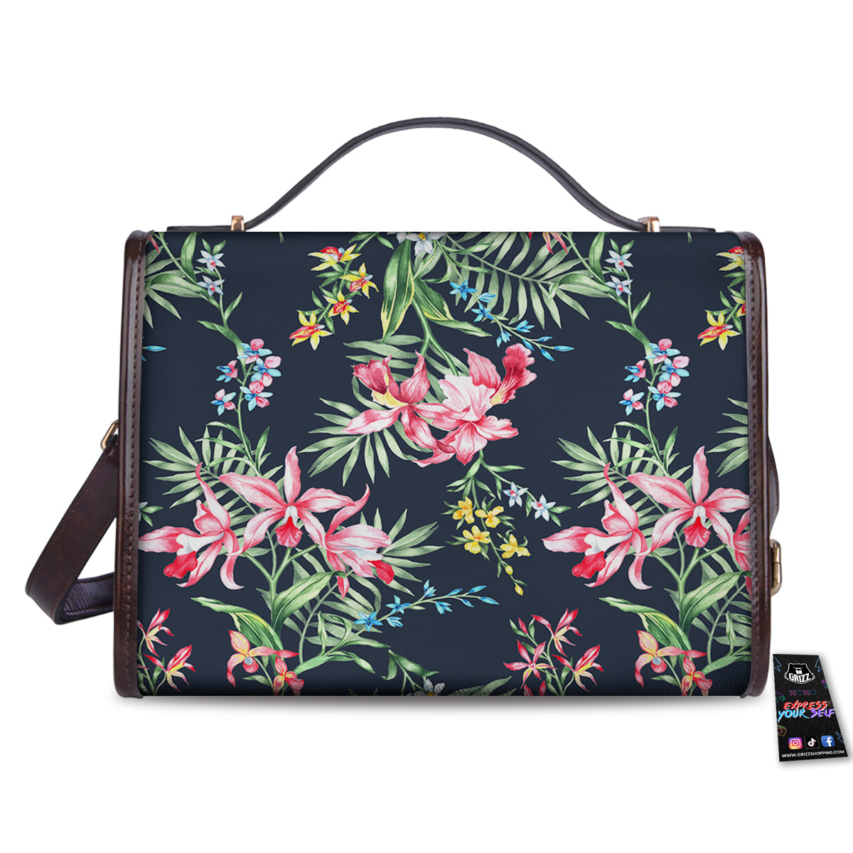 Flower Orchid Watercolor Print Pattern Women's Satchel Bag-grizzshop