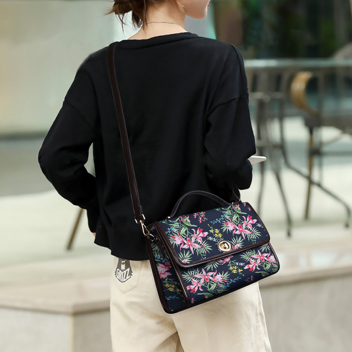 Flower Orchid Watercolor Print Pattern Women's Satchel Bag-grizzshop