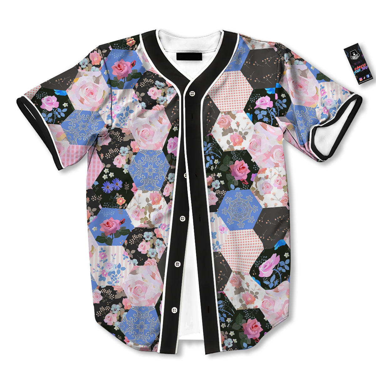Flower Patchwork Pink Print Pattern Baseball Jersey-grizzshop
