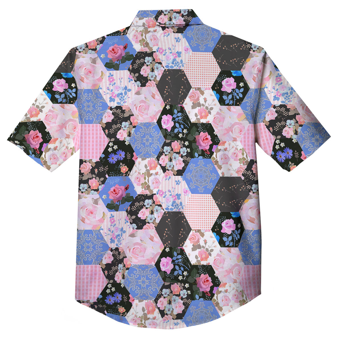Flower Patchwork Pink Print Pattern Button Up Shirt-grizzshop