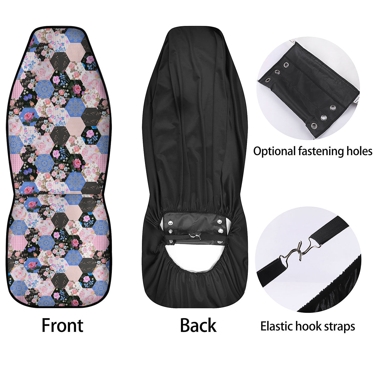 Flower Patchwork Pink Print Pattern Car Seat Covers-grizzshop
