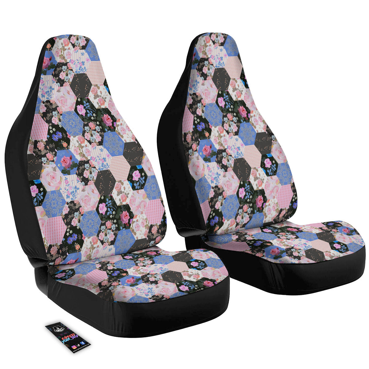 Flower Patchwork Pink Print Pattern Car Seat Covers-grizzshop