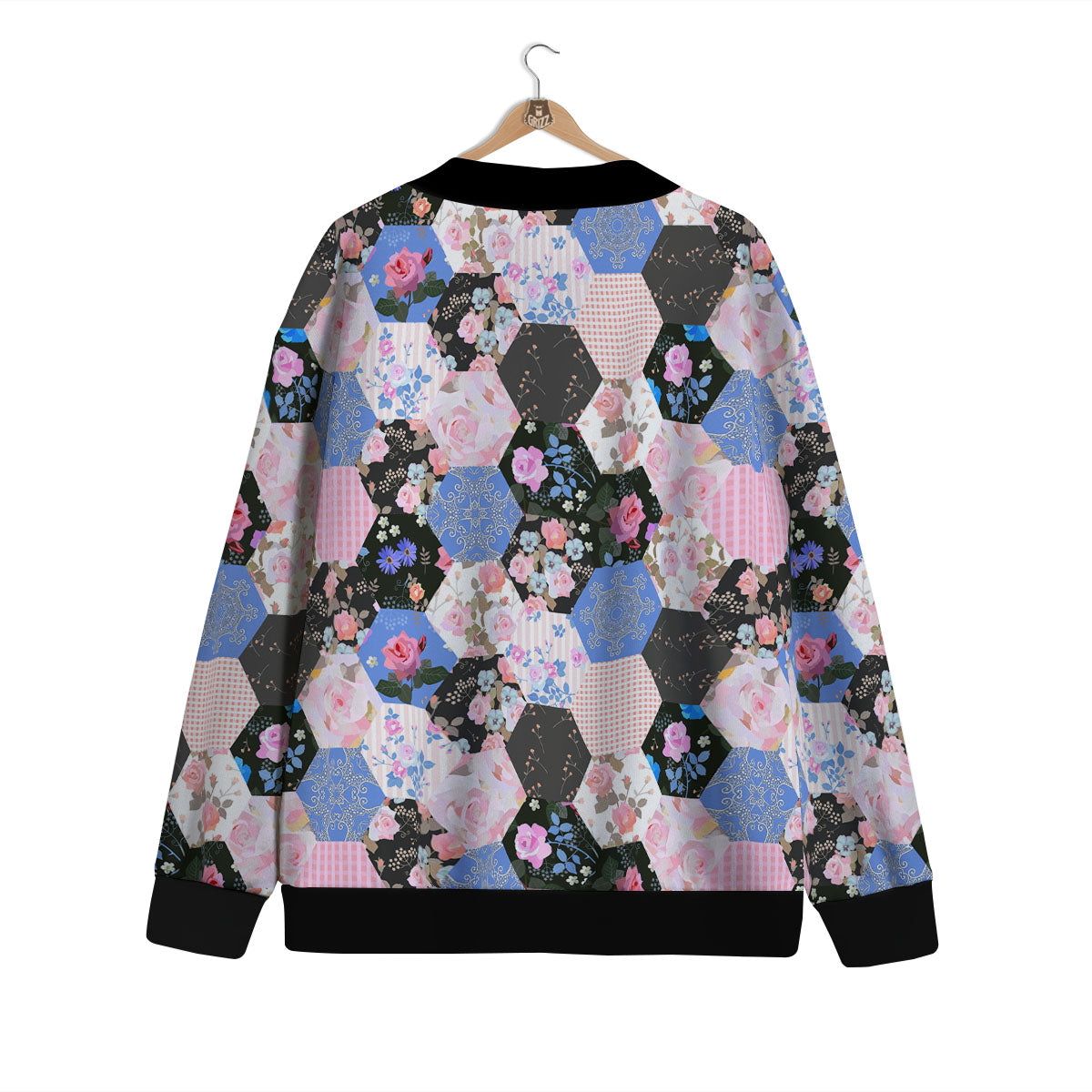 Flower Patchwork Pink Print Pattern Cardigan-grizzshop