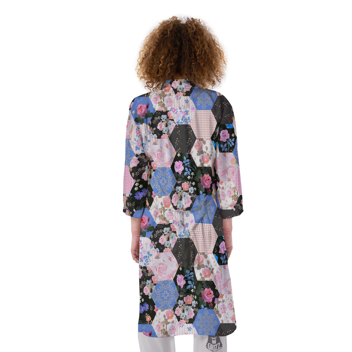 Flower Patchwork Pink Print Pattern Kimono-grizzshop