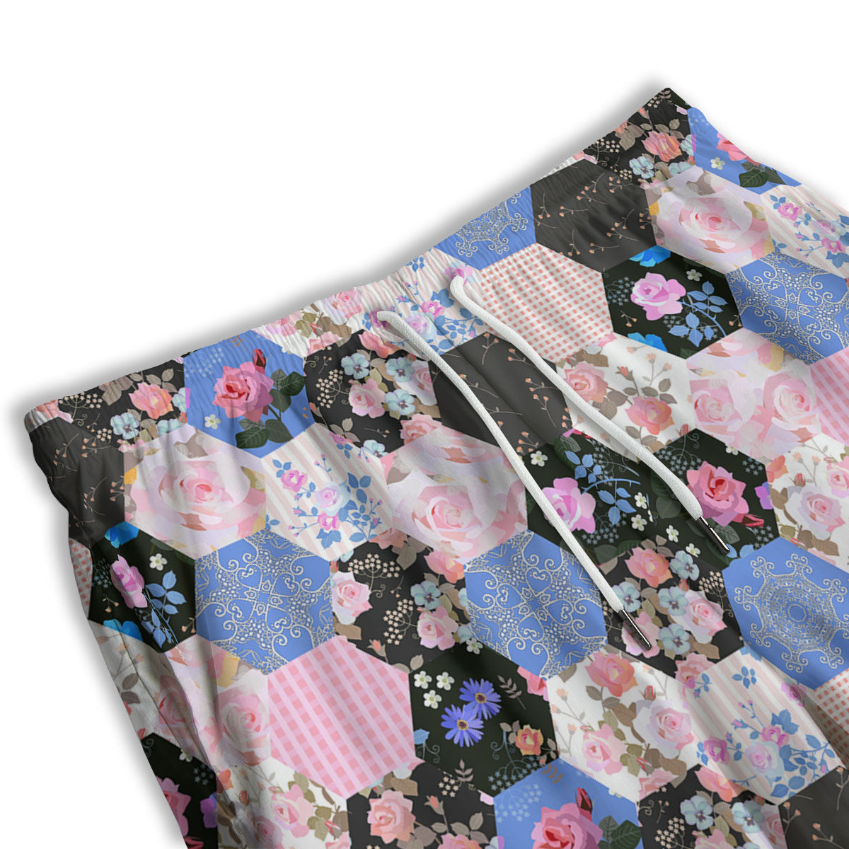 Flower Patchwork Pink Print Pattern Men's Athletic Shorts