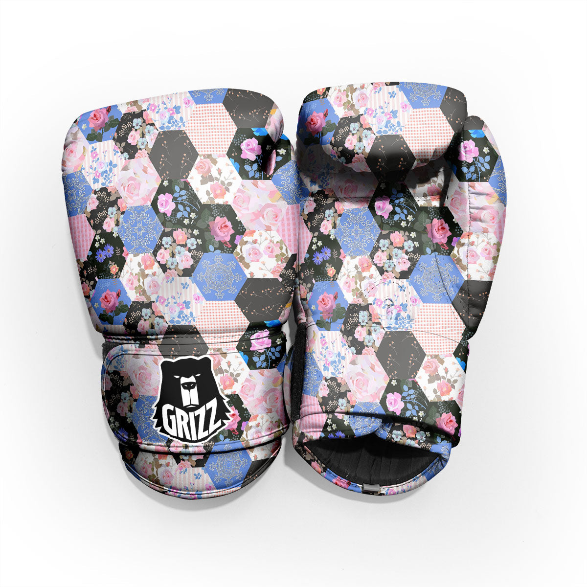 Flower Patchwork Pink Print Pattern Pro Boxing Glove