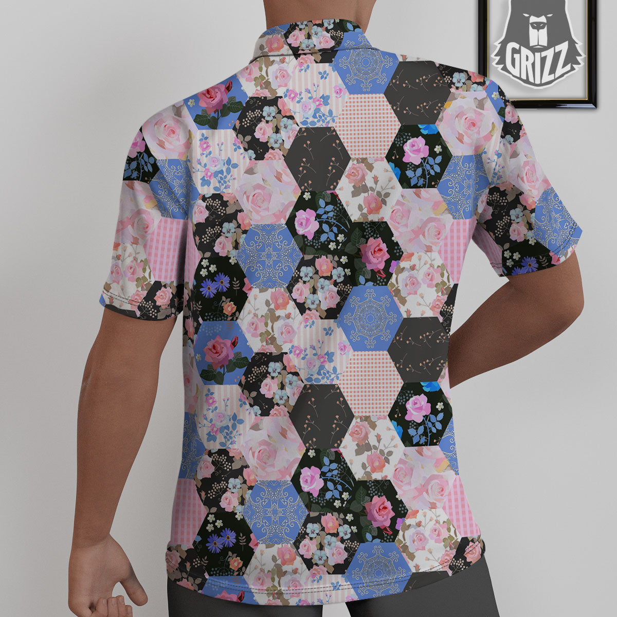 Flower Patchwork Pink Print Pattern Untucked Shirts-grizzshop