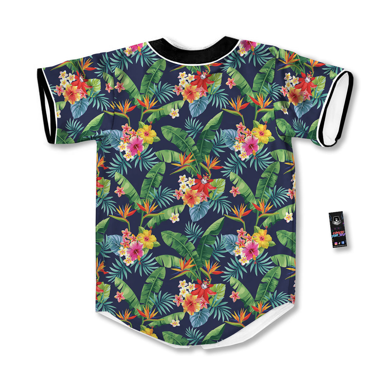 Flower Plumeria Vintage Print Pattern Baseball Jersey-grizzshop