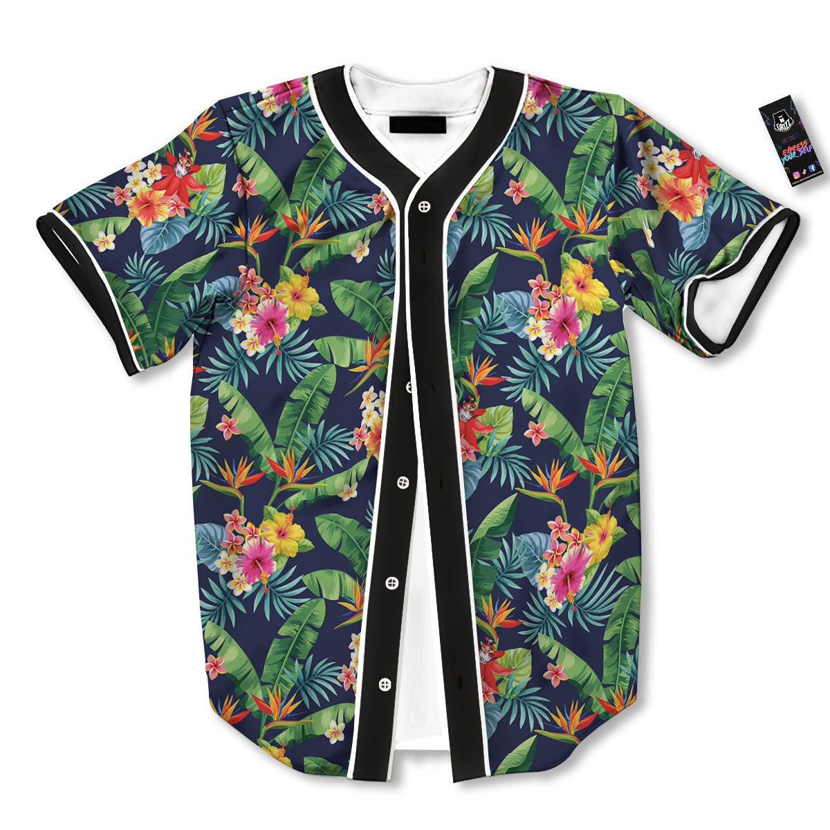 Flower Plumeria Vintage Print Pattern Baseball Jersey-grizzshop