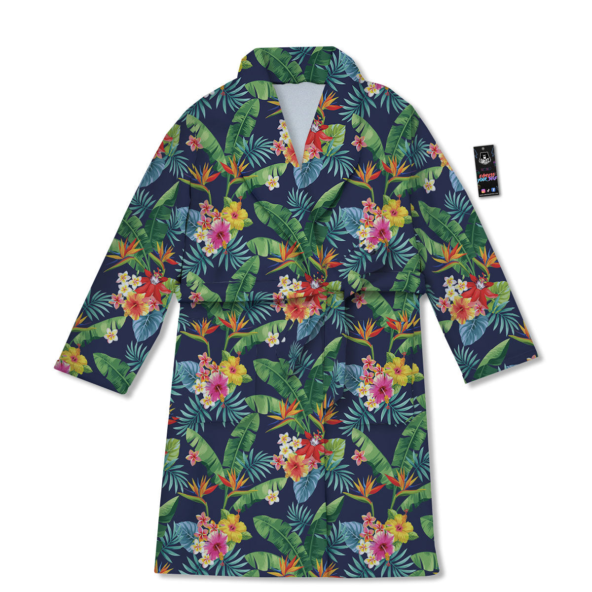 Flower Plumeria Vintage Print Pattern Bathrobe-grizzshop