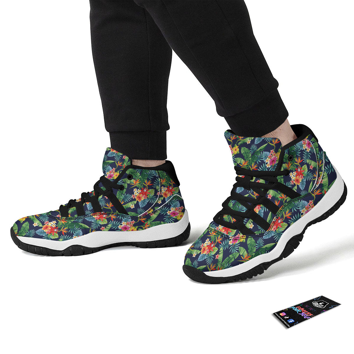 Flower Plumeria Vintage Print Pattern Black Bball Shoes-grizzshop