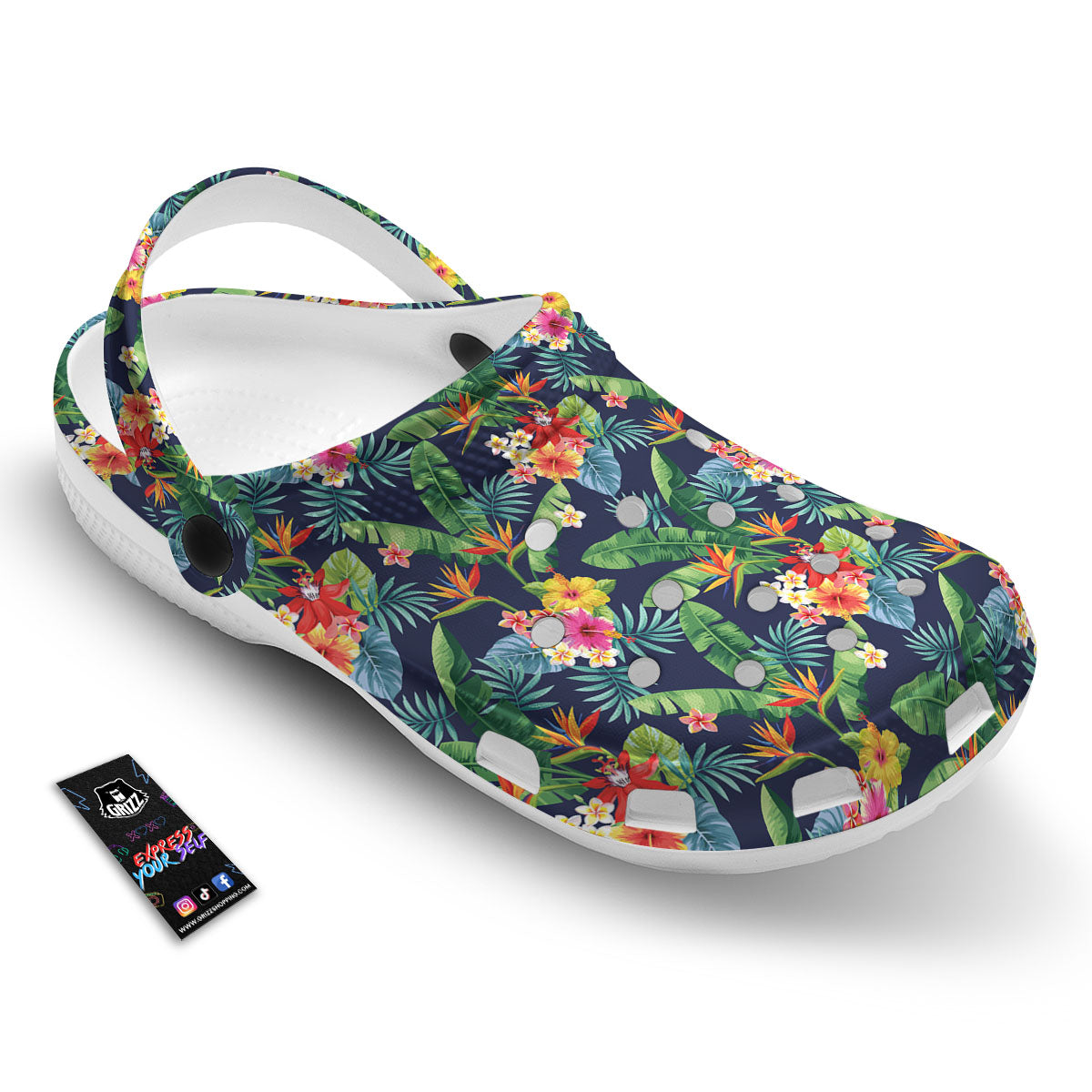 Flower Plumeria Vintage Print Pattern Clog-grizzshop