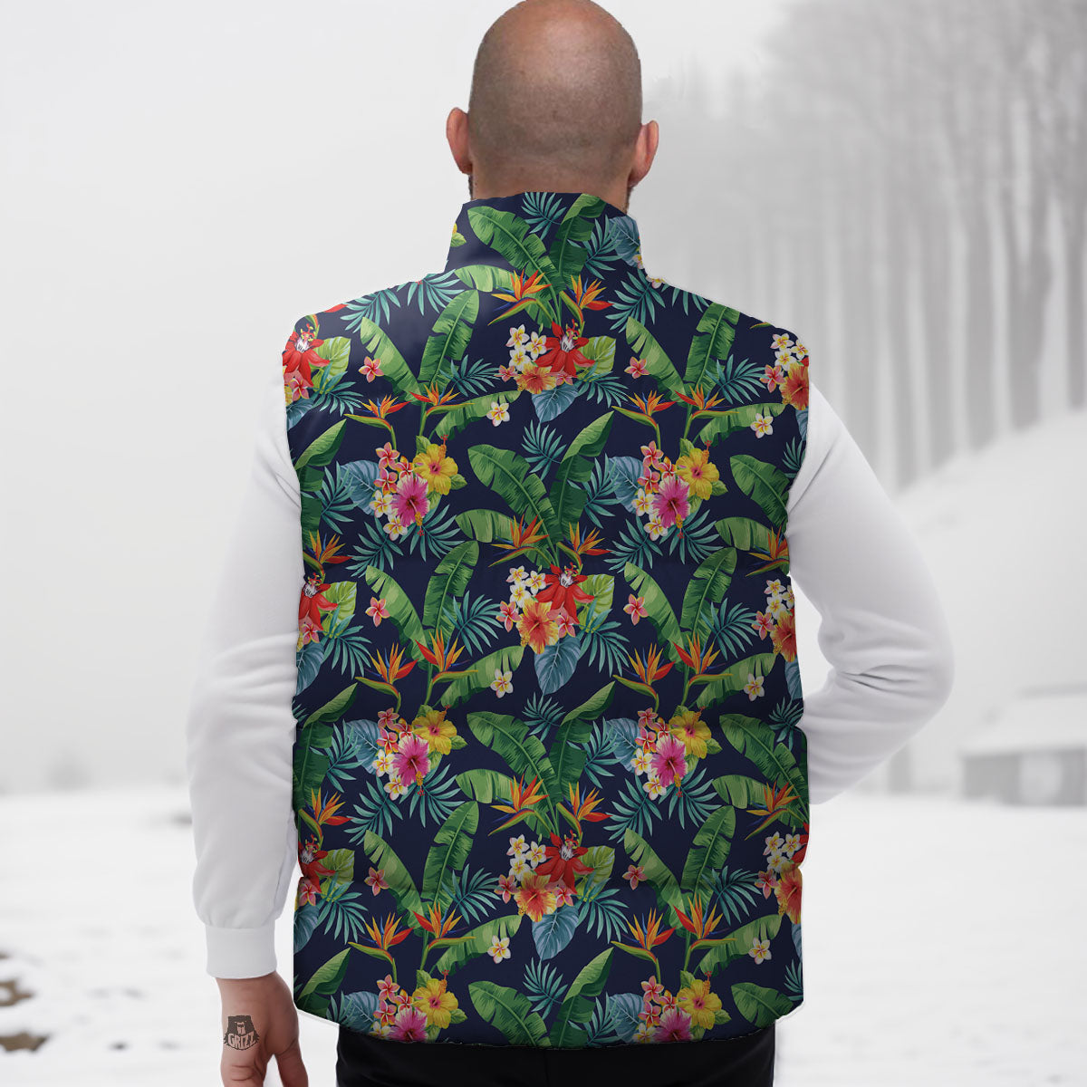 Flower Plumeria Vintage Print Pattern Down Vest