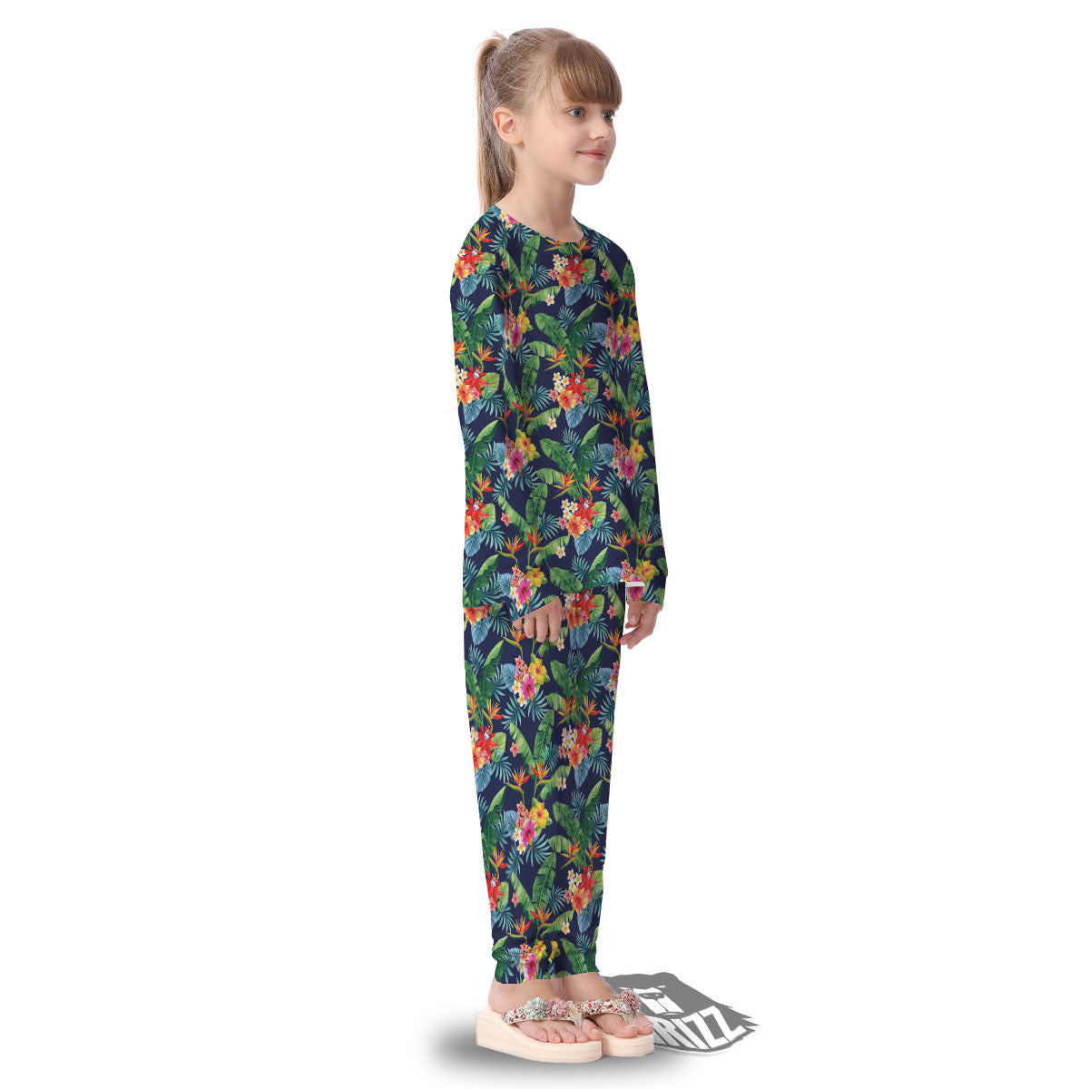 Flower Plumeria Vintage Print Pattern Kid's Pajamas-grizzshop