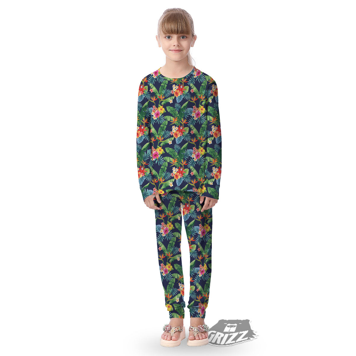Flower Plumeria Vintage Print Pattern Kid's Pajamas-grizzshop
