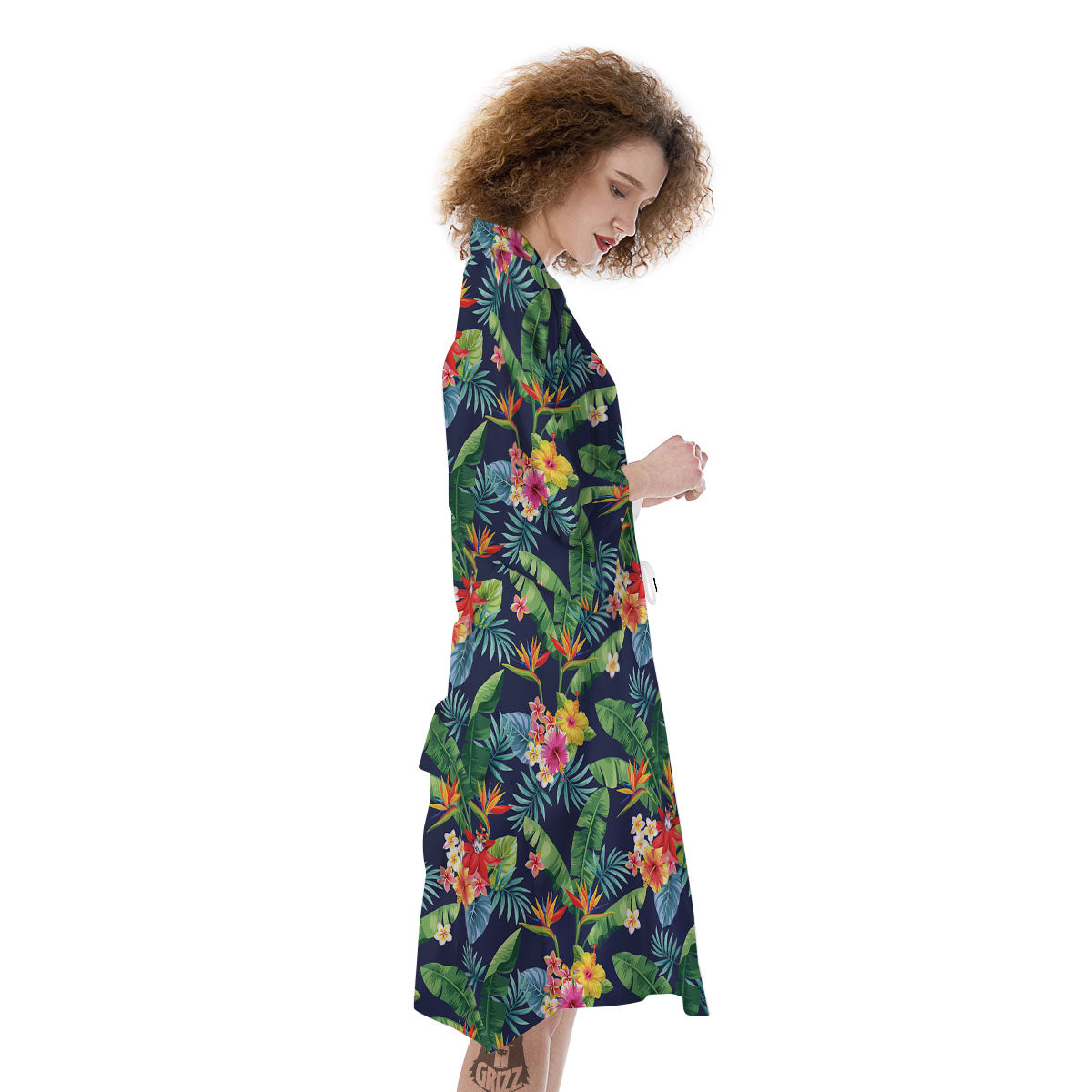 Flower Plumeria Vintage Print Pattern Kimono-grizzshop