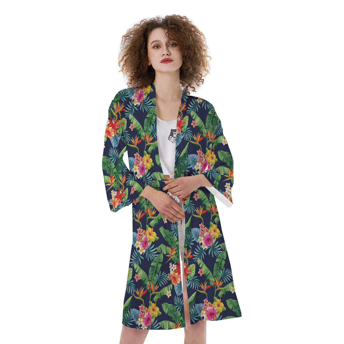 Flower Plumeria Vintage Print Pattern Kimono-grizzshop