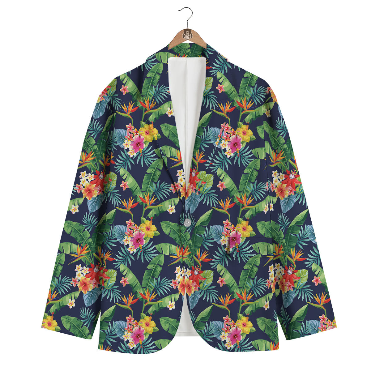 Flower Plumeria Vintage Print Pattern Men's Blazer-grizzshop