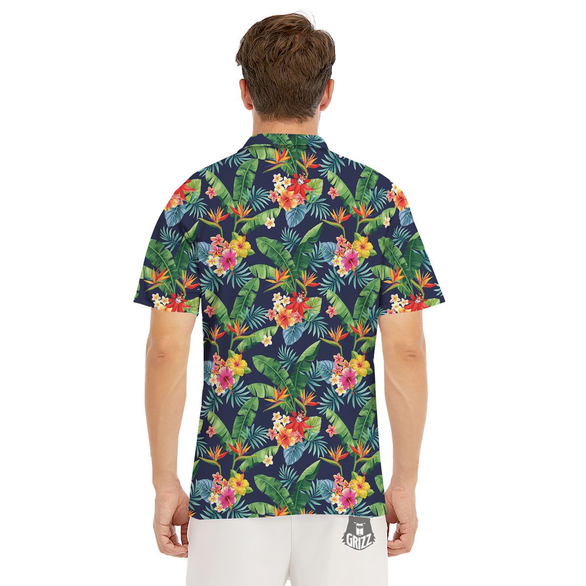 Flower Plumeria Vintage Print Pattern Men's Golf Shirts-grizzshop