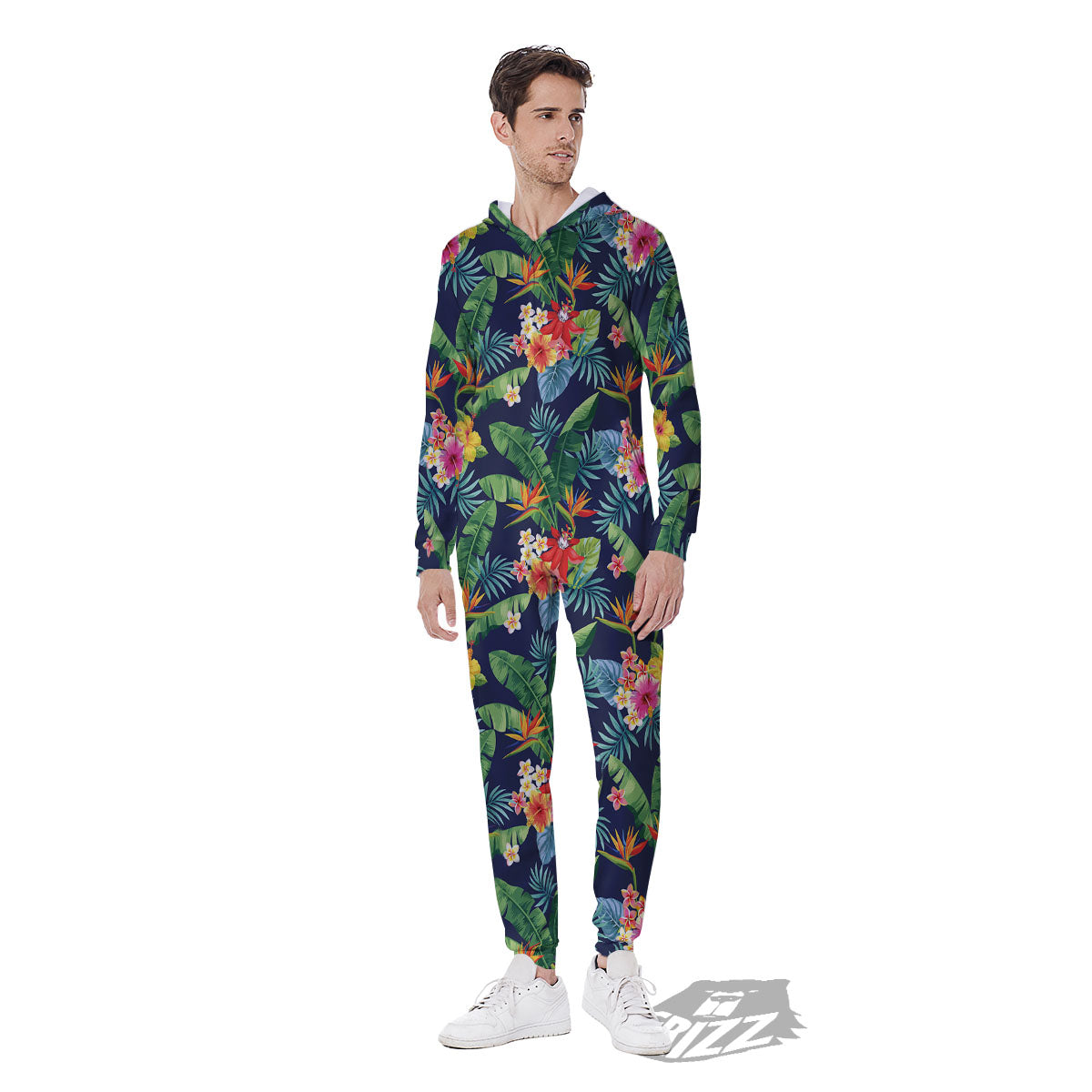 Flower Plumeria Vintage Print Pattern Men's Jumpsuit-grizzshop