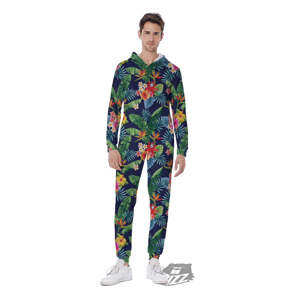 Flower Plumeria Vintage Print Pattern Men's Jumpsuit-grizzshop