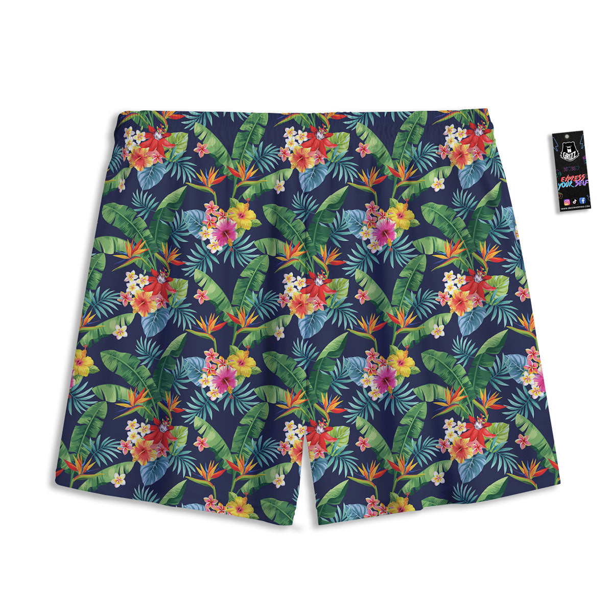 Flower Plumeria Vintage Print Pattern Mesh Shorts
