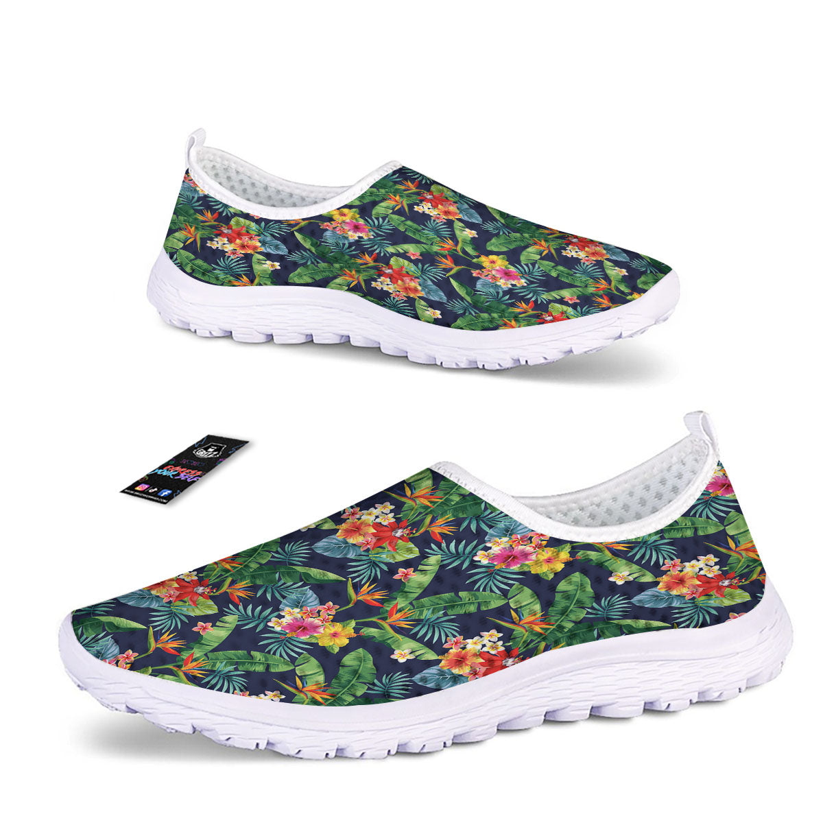 Flower Plumeria Vintage Print Pattern Nurse Shoes-grizzshop