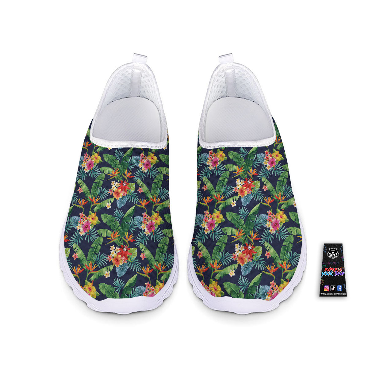 Flower Plumeria Vintage Print Pattern Nurse Shoes-grizzshop
