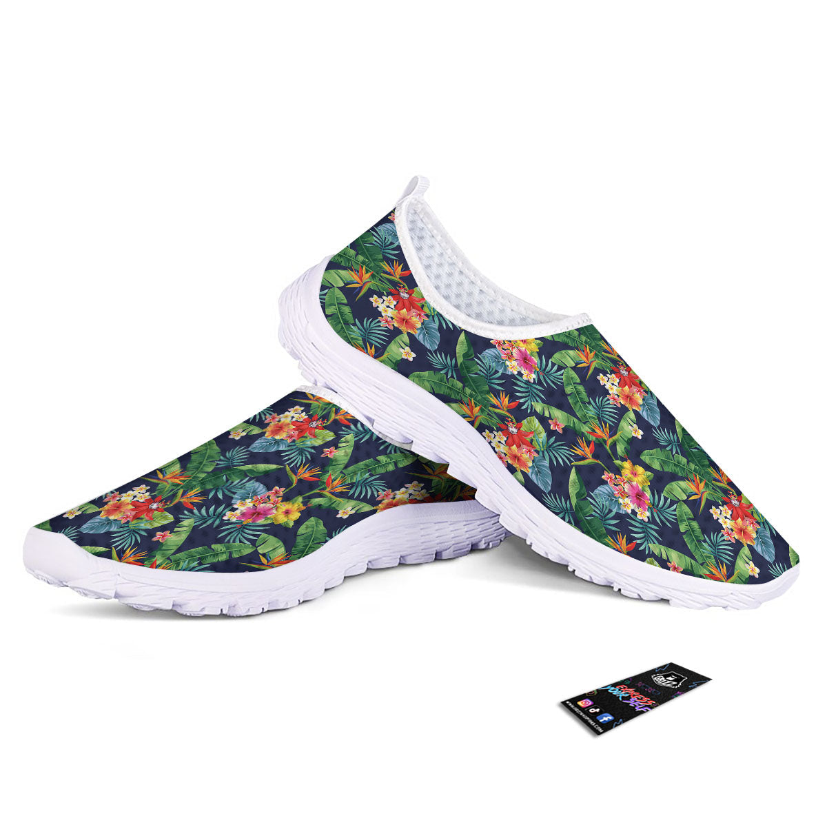 Flower Plumeria Vintage Print Pattern Nurse Shoes-grizzshop