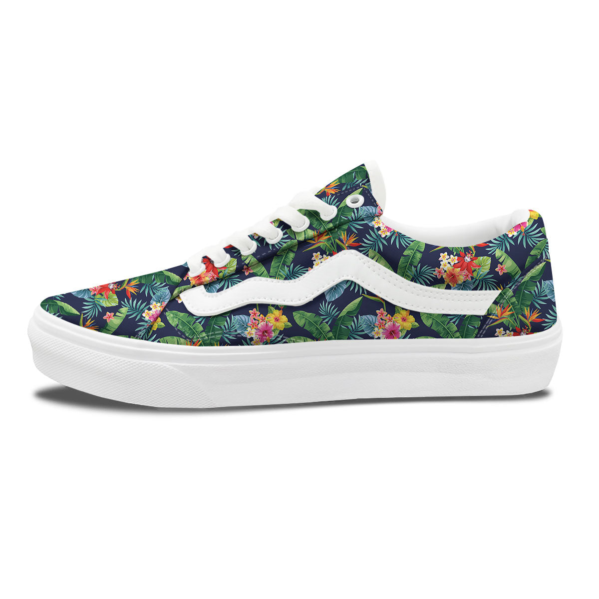 Flower Plumeria Vintage Print Pattern Skate Shoes-grizzshop