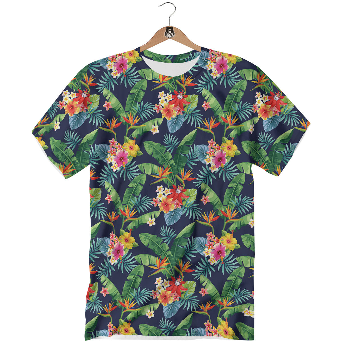 Flower Plumeria Vintage Print Pattern T-Shirt-grizzshop